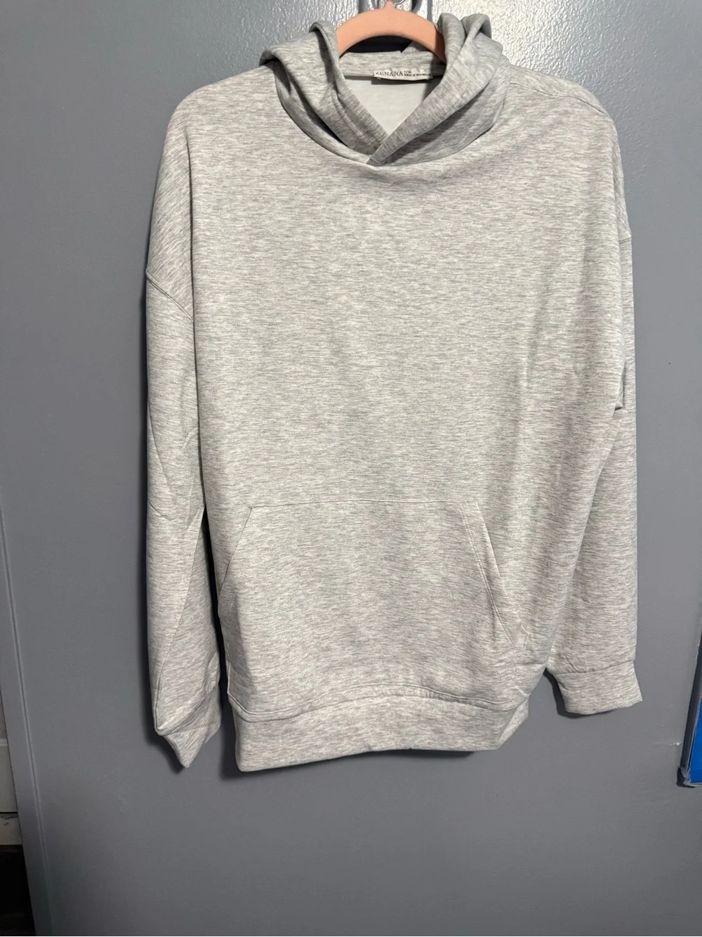 Zenana Outfitters Scuba Light Heather Gray Pullover Hoodie - Picture 2 of 3